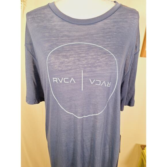 RVCA Triblend Burnout Women's Sheer Blue Shirt NWT - Picture 2 of 8